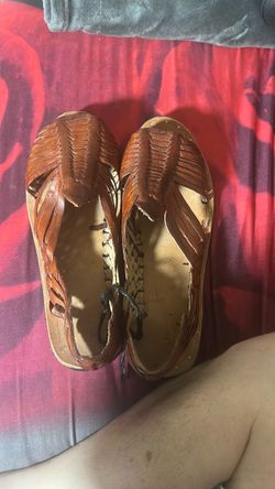 Brown Leather Huarache Sandals