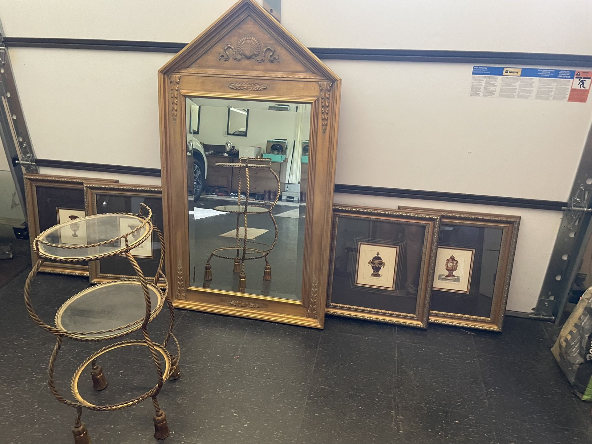 Vintage Mirror and 4 Pictures