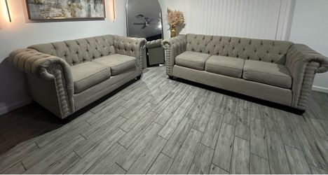 Chesterfield Sofa and Loveseat Set