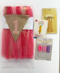 High Chair Birthday Tutu Skirt Bundle / First Birthday EVERYTHING FOR $15
