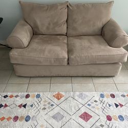 Beige Suede Loveseat