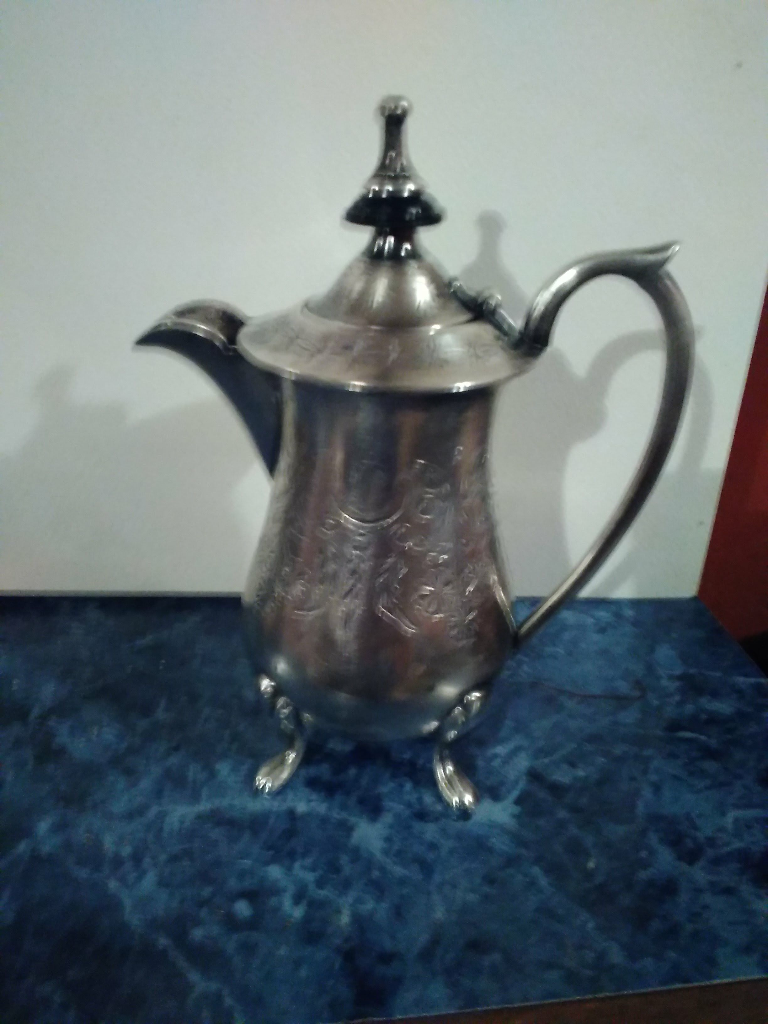 e.p.n.s.a1 india w.a silver tea pot engraved