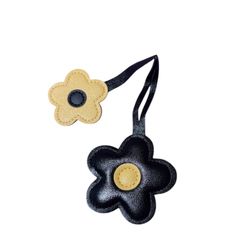 Yellow & Black Flower Charm For Purses Backpack Wallets Briefcases 