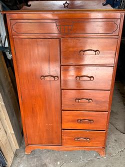 Vintage Wood Chifferobe Dresser