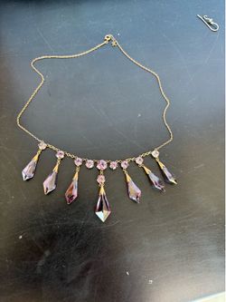 1970 Amethyst necklace chain, 14 karat gold