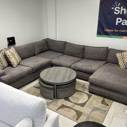 Fabric Deep Seat Sectional With Chaise 