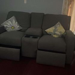 Grey Two Seater Recline Couch 