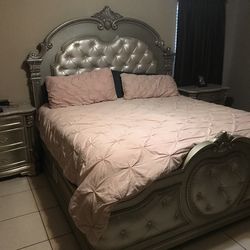 King size bed frame with two night stands without mattress