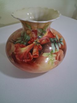 Antique Flower Vase  1929 Jean Pouyat Limoges
