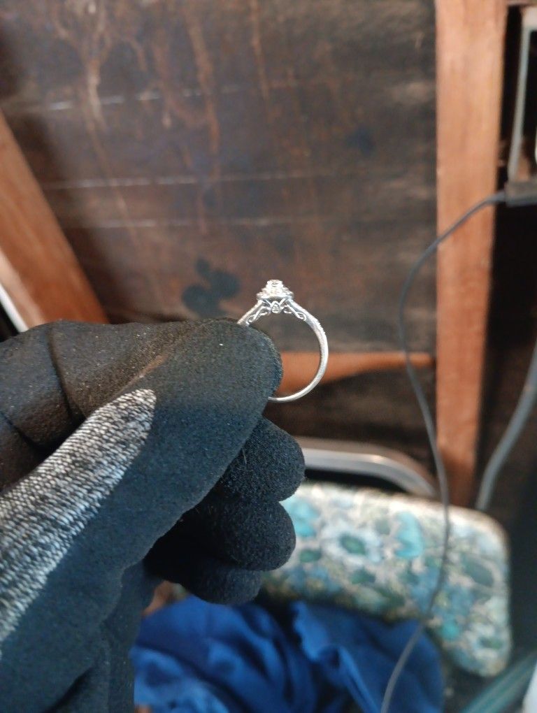 10K White Gold Engagement Ring With 40 Flawless Natural Diampnds