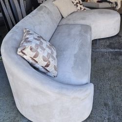 Modern Beige Circular Chaise Sofa 