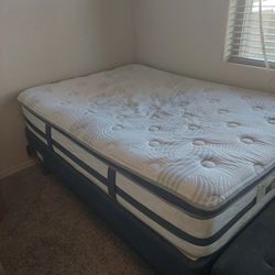 Full Size Mattress, Box Spring, and Metal Frame 