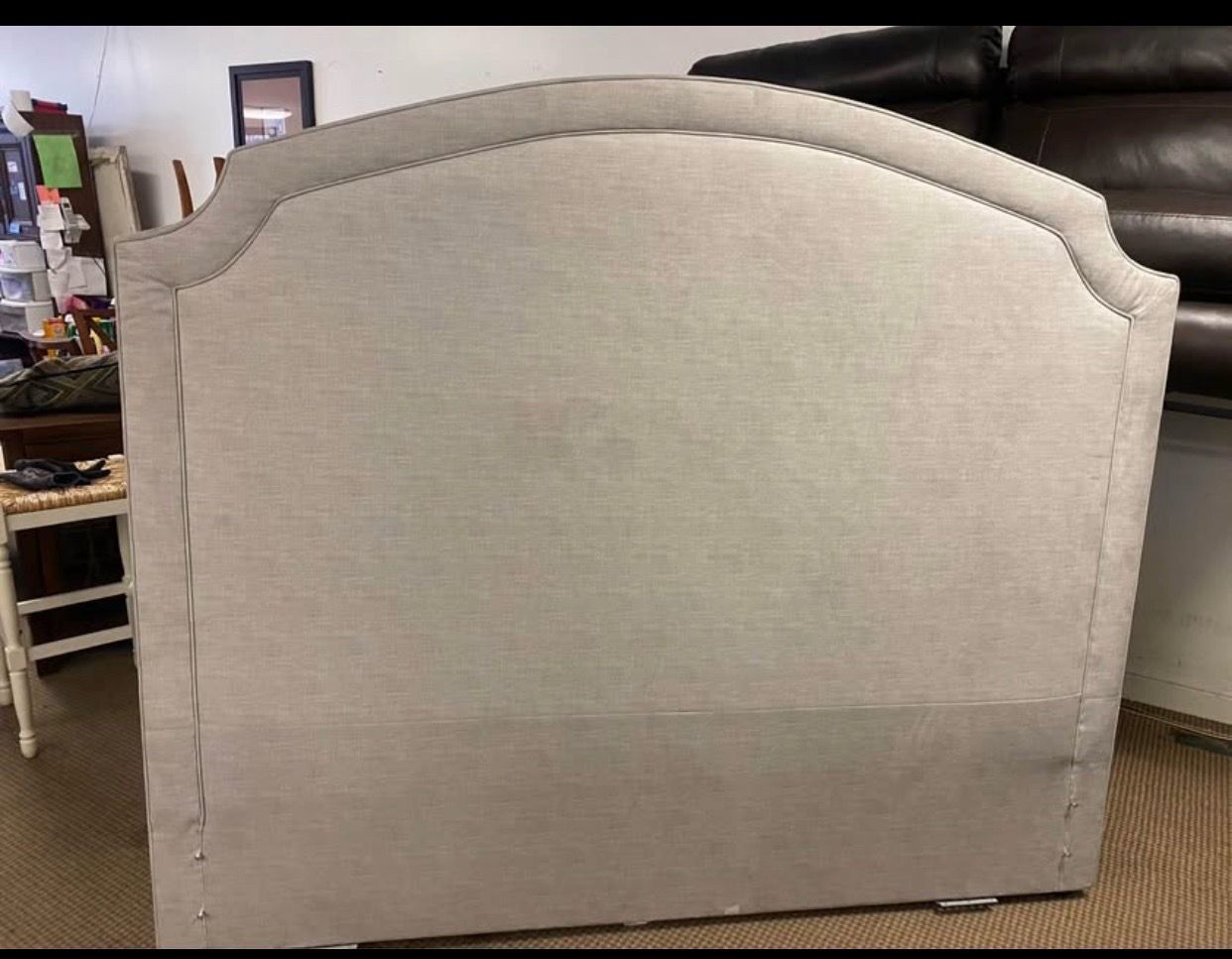 GRAY FABRIC KING SIZE HEADBOARD