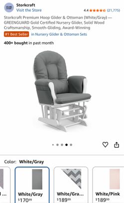 Grey rocking chair with matching ottoman (Brand New)