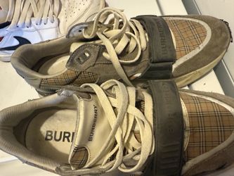 Burberry Ramsey Check Suede and Leather low-top sneakers in archive beige