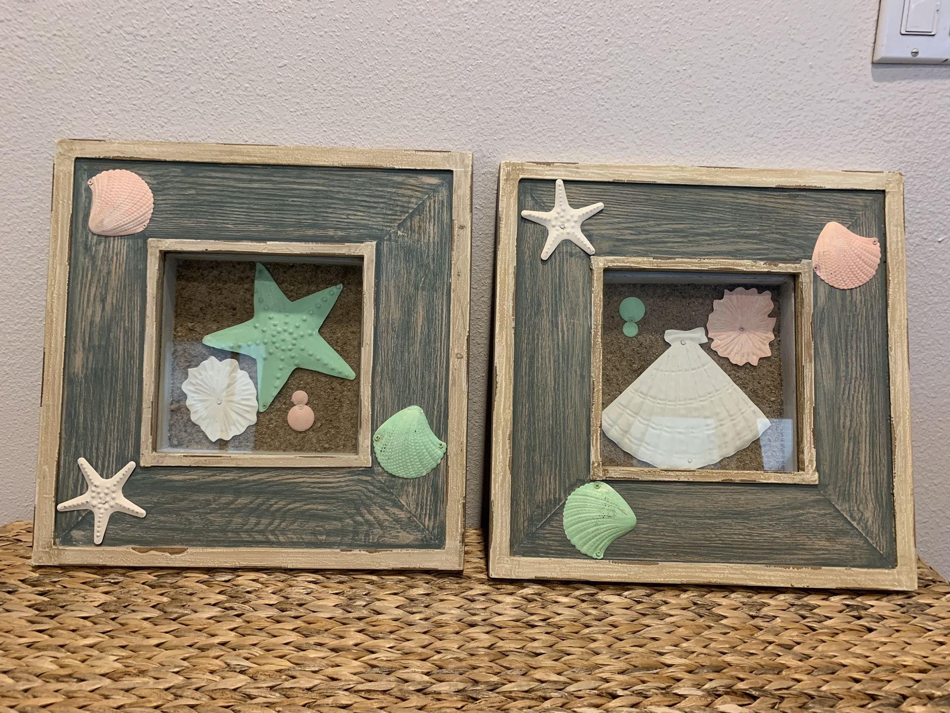 Coastal Beach House Seashell Picture Set of 2 - Home Decor - Simi Valley