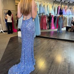 Blue Sequence Prom Dress