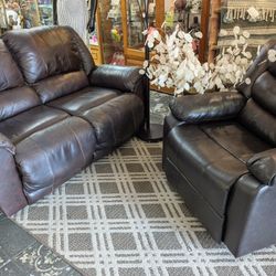 Two-Piece Brown Living Room Set. All Seats Recline. Not Matching Brands But Go Well Together