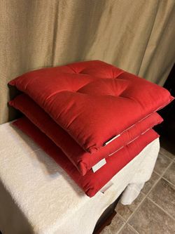 Three  Red Seat Cushions From pottery Barn