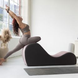 Sleek Chaise Lounge for Yoga - Great for Stretching, Relaxation, Exercise & More, 64 L. x 16 w.  x 26H Inch, Black