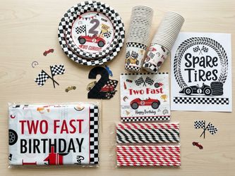 Two Fast Birthday Misc items (cups, napkins, straws, table cloths etc)