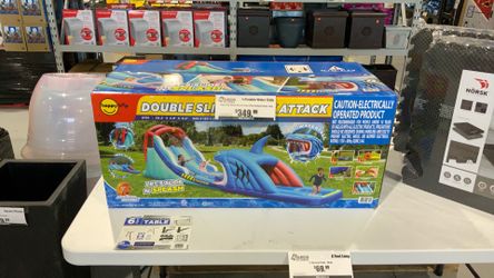 Happy Hop Shark Attack Double Slide Inflatable Water Slide $350