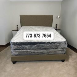 💥Queen Package, Inlcudes Bed Frame + Mattress + Box Spring