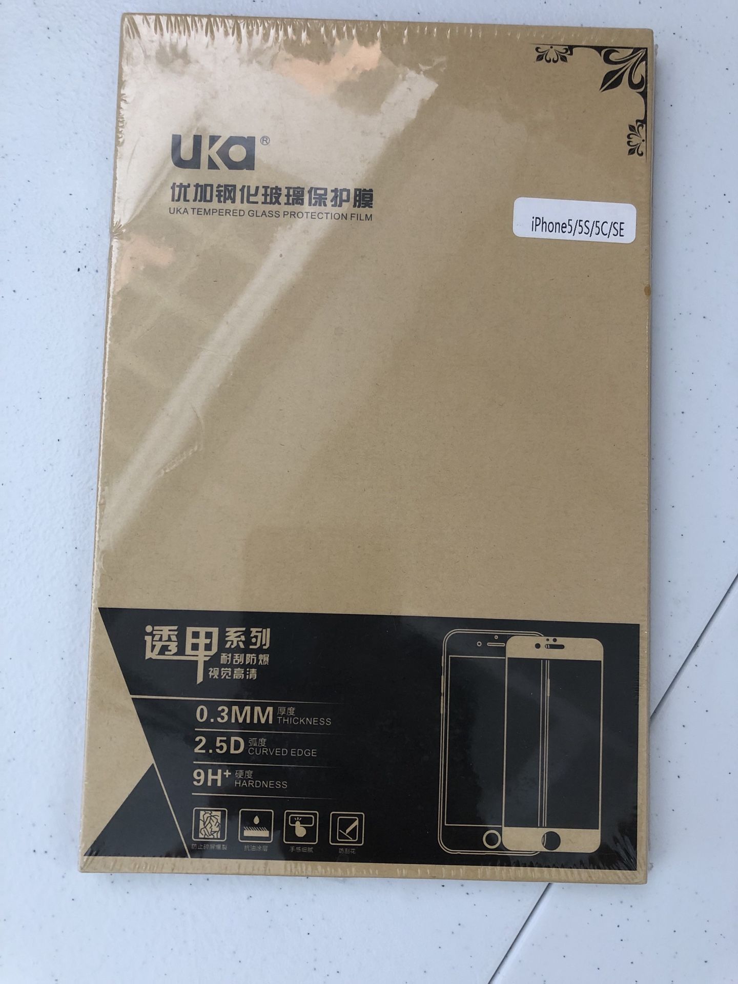 UKA Tempered Glass Screen Protector for iPhone SE/5S/5C/5