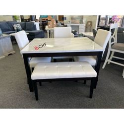 5 Piece Faux Marble Top Dining Table Set  // Limited Time Offer 