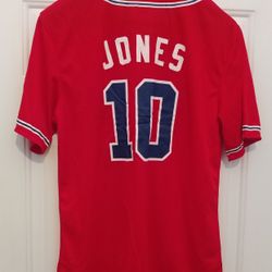 TNC CUSTOM APPAREL MEN'S MLB ATLANTA BRAVES JONES 10 RED JERSEY SIZE XL 