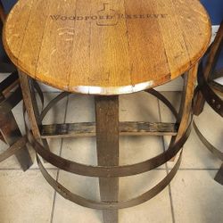 Authentic Bourbon Whiskey Barrel Side Tables/End Tables w/Laser Engraved Woodford Reserve Label