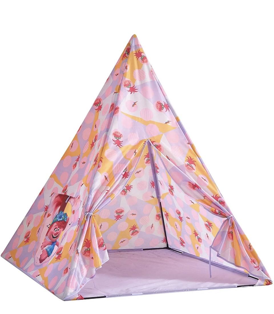New - Trolls World Tour Teepee Tent - Indoor Camping/Imagination Fun For Kids