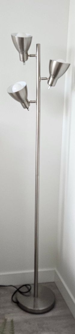 Modern Brushed Nickel 3-Head Floor Lamp