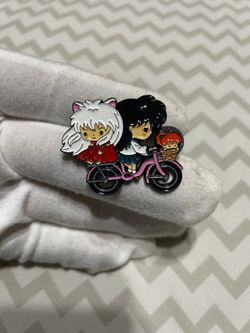 Inuyasha enamel pin brooch anime cute collectible on bicycle
