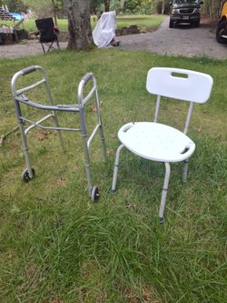 Folding Walker with Wheels and Shower Chair