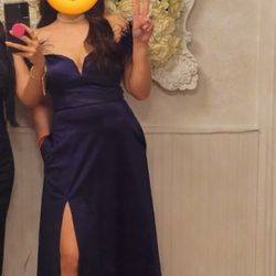 Navy Blue Dress With Feather