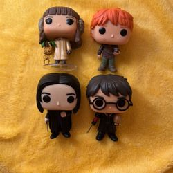 Harry Potter Funko Pop Vinyl Action Figures - A Set of 4: Harry, Ron Weasley, Hermione Granger, & Severus Snape!