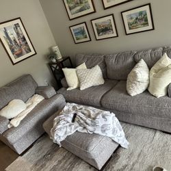 3 Piece Large Sofa Set, Love Seat, Ottoman