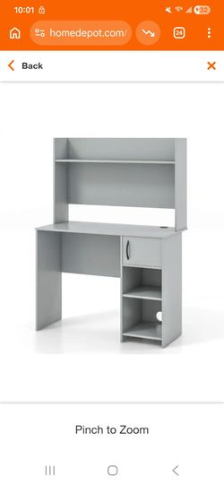 Gray Desk with shelf + cubbies