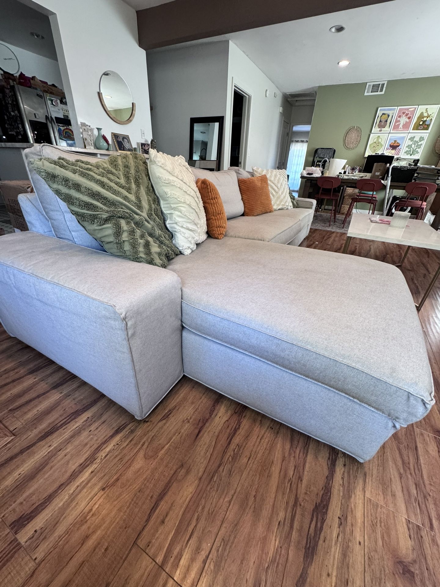 KIVIK Sofa with chaise, Tibbleby beige/gray