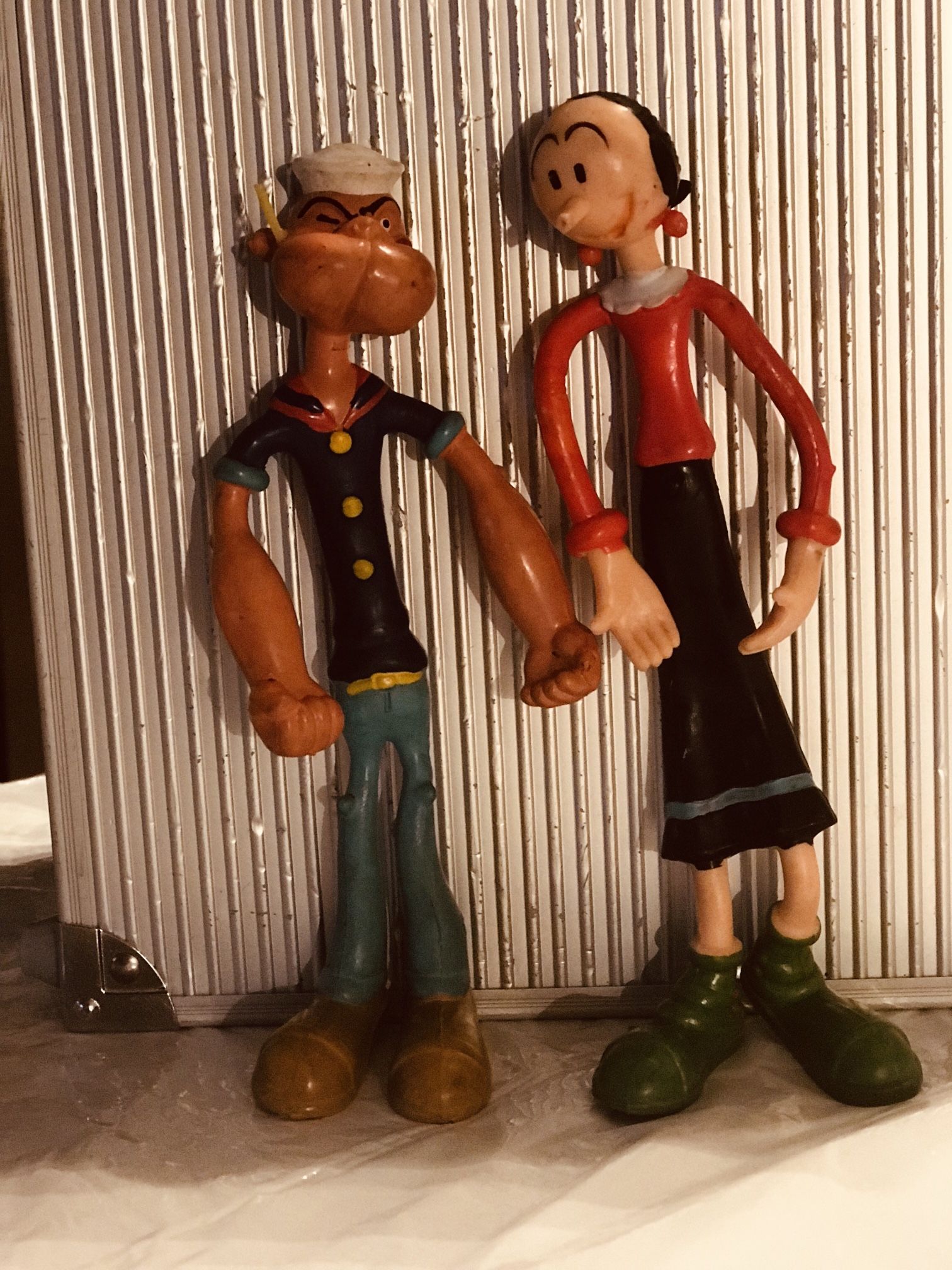 Vintage Popeye and Olive Oyl Bendables The End Of His Pipe Is Missing Made In Hong Kong