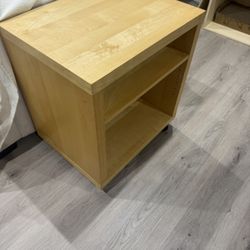 Solid Wood Side Table / Nightstand on Wheels