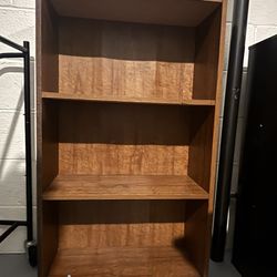 Brown Wooden 3-Shelf Bookshelf