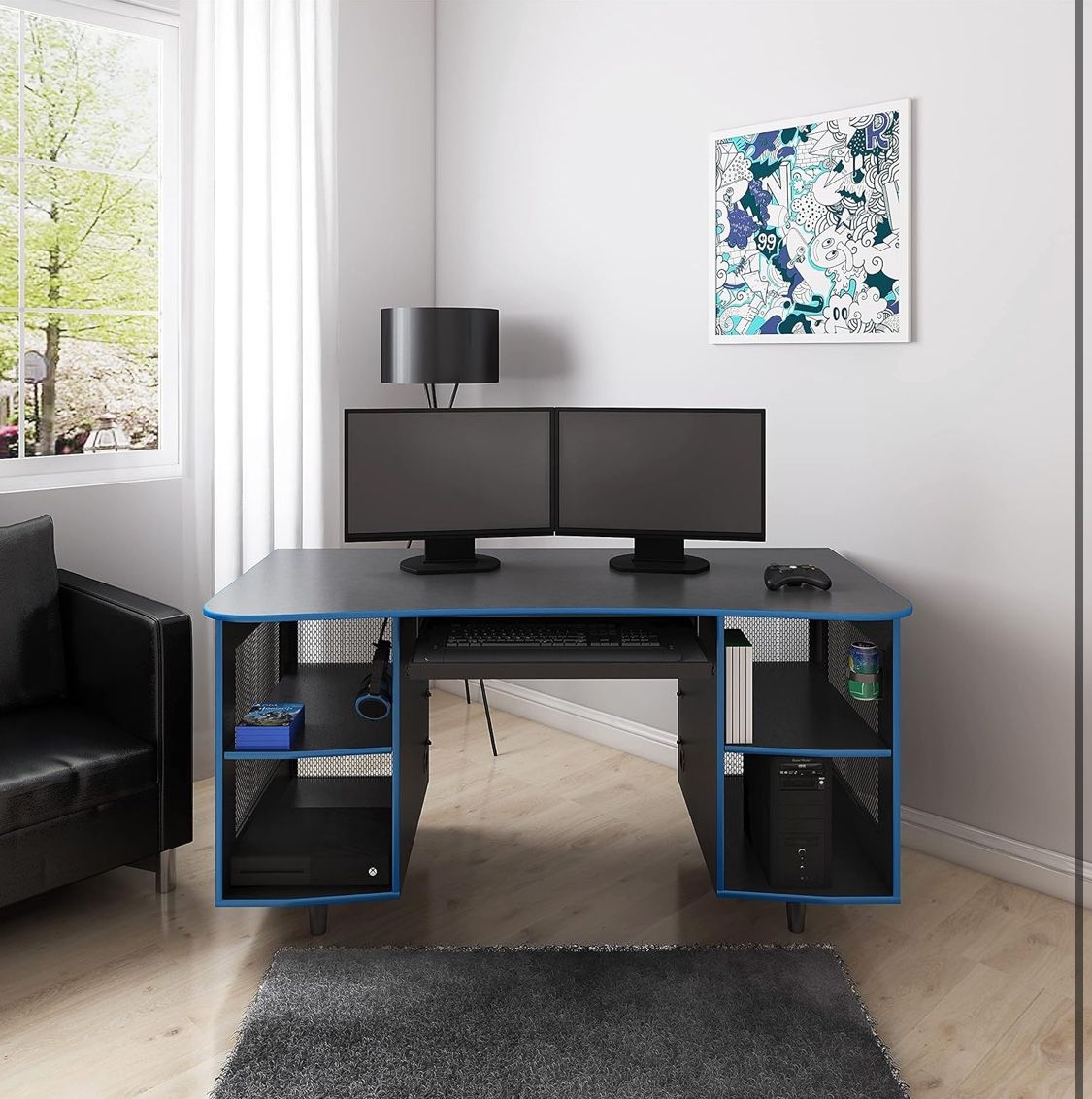 Whalen Emergent Gaming 60-Inch Laminate Computer Desk, Black (SPUS-EGDB)