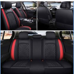 Car Seat Cover Fit for Ford Ranger 2003-2025 Seat Cushion, Universal Fit for Most 5-Seater Cars Front & Rear Protection(5-Seater Classic Set:Black red