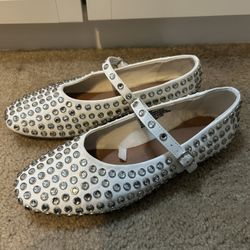 Issa Rhinestone Mary Jane Ballet Flats 