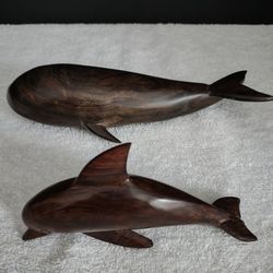 Hand Carved Ironwood Dolphin and Whale
