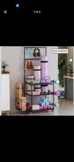 Home Gym Storage Rack, Dumbbell Rack, Yoga Mat Storage Rack, All in One Sports Equipment Storage Rac