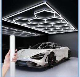 Updated Bigger Size 14 Grid Hexagon Garage LED Lights with Widen 1.33IN Illuminated Surface, 108000L