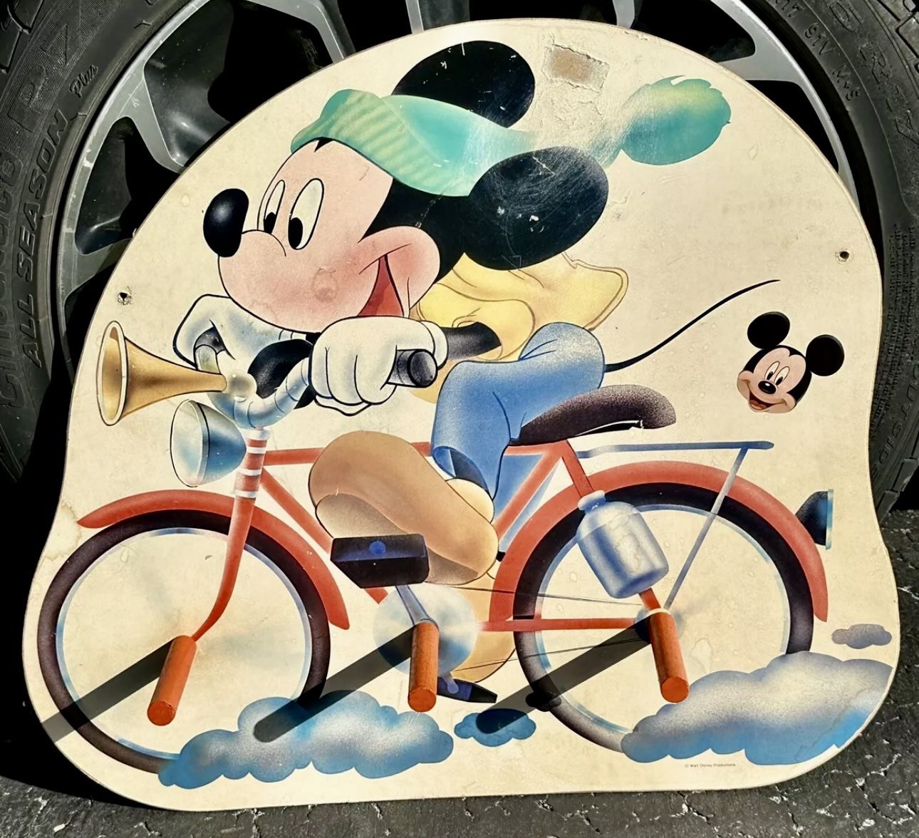 VINTAGE WALT DISNEY MICKEY MOUSE WOODEN CLOTHES COAT RACK Bicycle Nice!